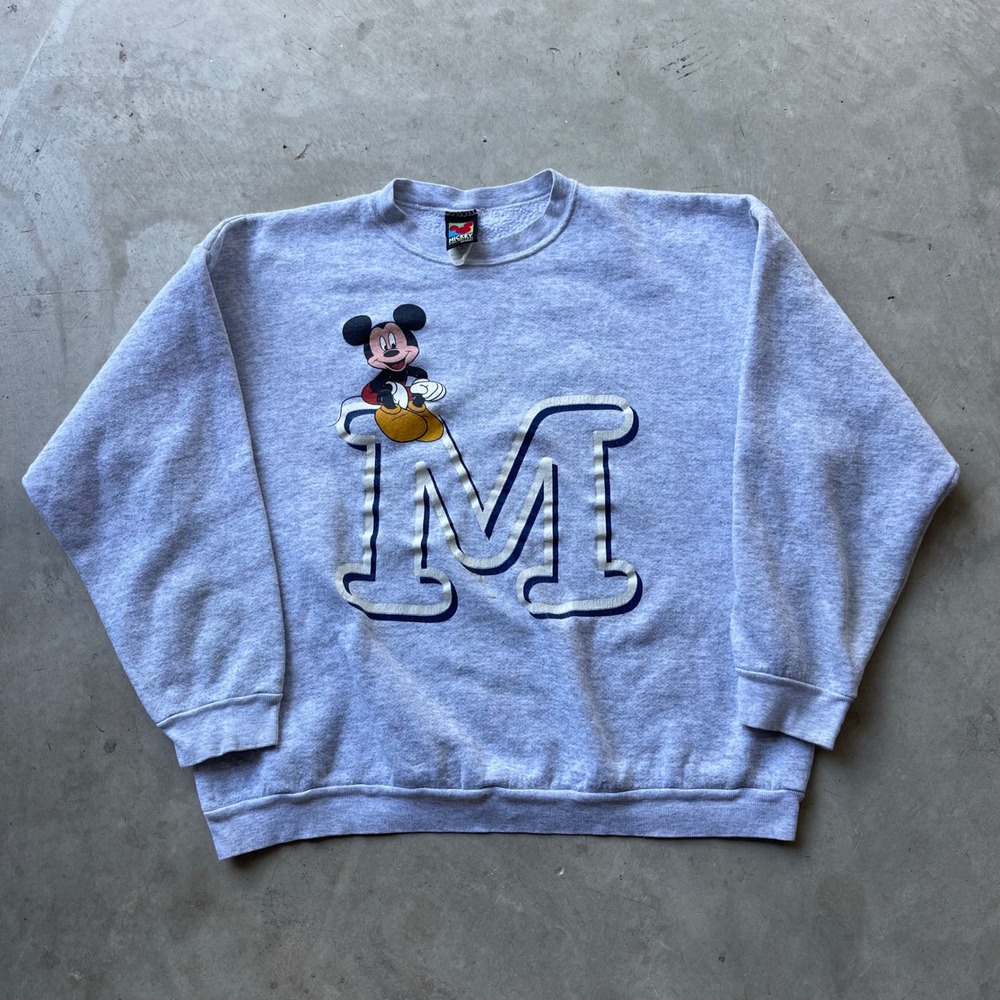 Vintage Mickey Unlimited Disney Sweatshirt Heather Gray XL Mickey Mouse M Logo